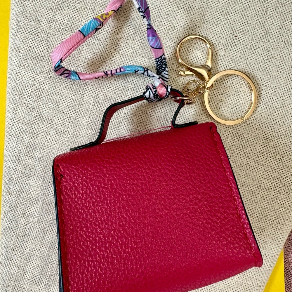 Raspberry Wristlet Key Chain Purse - Picture 2 of 2